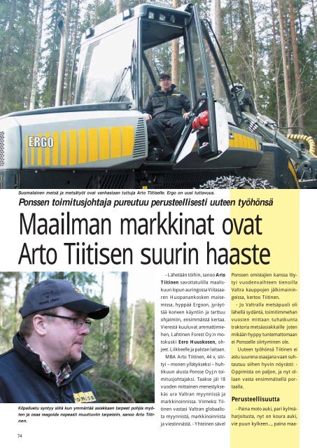 Maailman markkinat ovat Arto Tiitisen suurin haaste s. 74