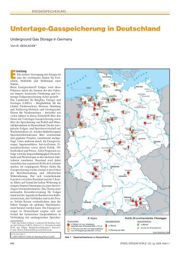 Untertage-Gasspeicherung in Deutschland