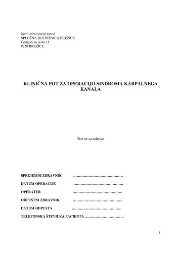 Operacija sindroma karpalnega kanala - Splošna bolnišnica Brežice