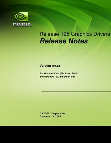 Windows 7 Release Notes - Nvidia's Download site!!