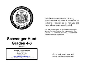 Scavenger Hunt Grades 4-6 - Wisconsin Veterans Museum