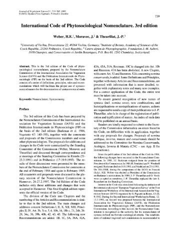 International Code of Phytosociological Nomenclature. 3rd edition