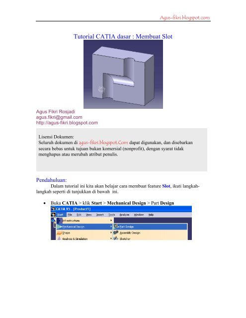 Tutorial Catia Dasar Membuat Slot