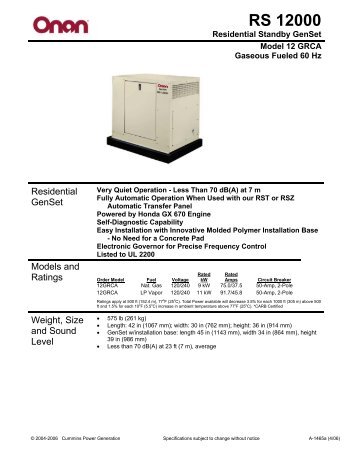View RS 12000 Manual - Electric Generators