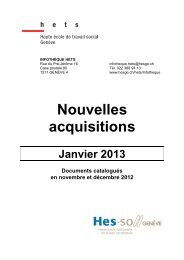 Nouvelles acquisitions - HES-SO GenÃ¨ve