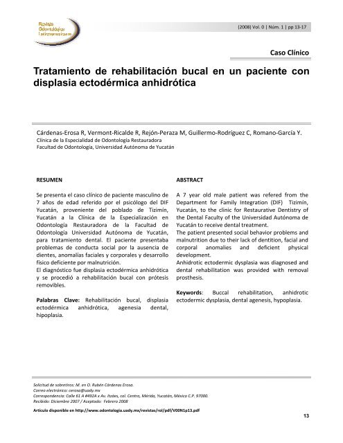 Tratamiento de rehabilitaciÃ³n bucal en un paciente con displasia ...