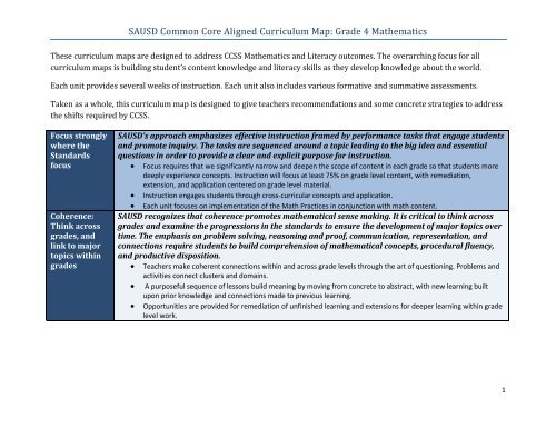 2013-2014 Curriculum Map Grade 4 Math