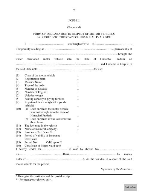 HIMACHAL PRADESH MOTOR VEHICLE TAXATION RULES, 1974