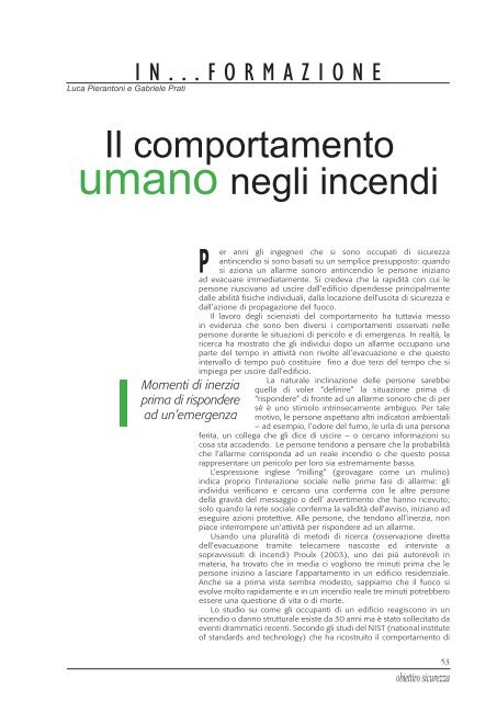 Il comportamento umano negli incendi - gruppo di ricerca in ...