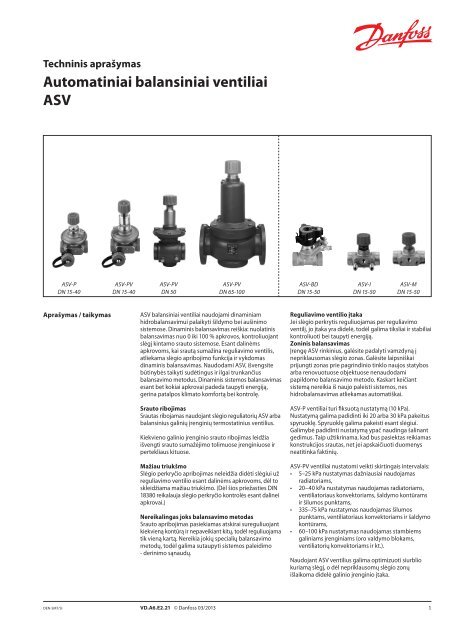 Automatiniai balansiniai ventiliai ASV - Danfoss