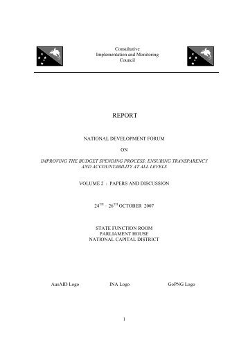 National Development Forum -Oct 2007 Report Vol 2 - PNG Institute ...