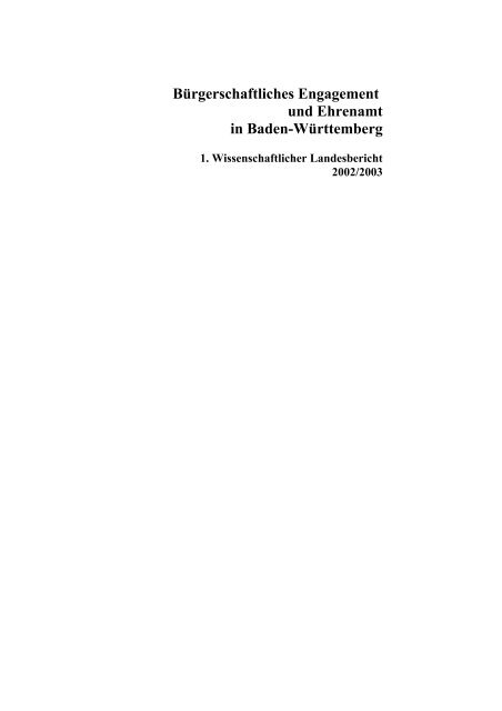 Bürgerschaftliches Engagement und Ehrenamt in Baden-Württemberg