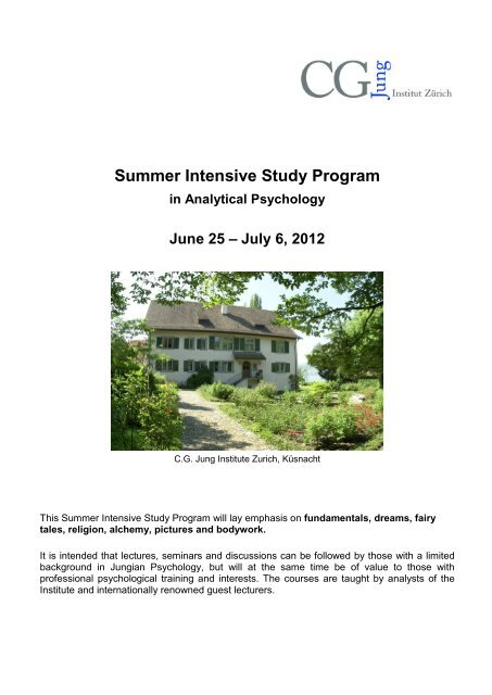Summer Intensive Study Program - C. G. Jung Institut ZÃ¼rich