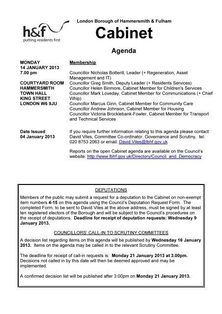 Agenda Reports Pack (Public) 14/01/2013, 19.00 - Meetings ...