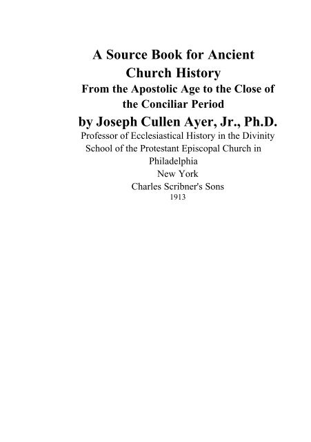 A Source Book for Ancient Church History - Mirrors
