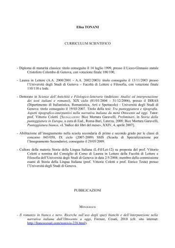 Elisa TONANI - Diras - UniversitÃ  degli Studi di Genova