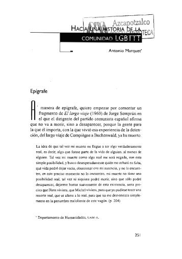 Hacia una historia de la comunidad LGBTTT / Antonio Marquet Montiel