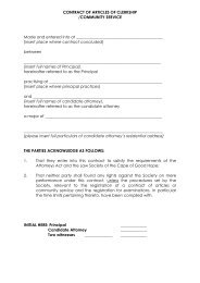 CONTRACT OF ARTICLES OF CLERKSHIP ... - Cape Law Society