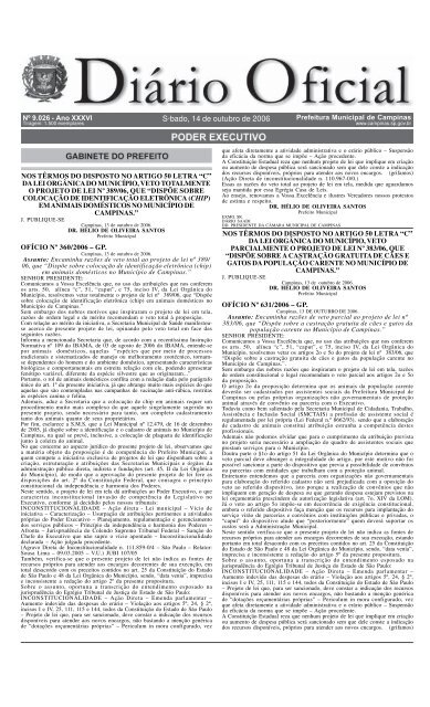 Diário Oficial S·bado, 14 de outubro de 2006 - Campinas