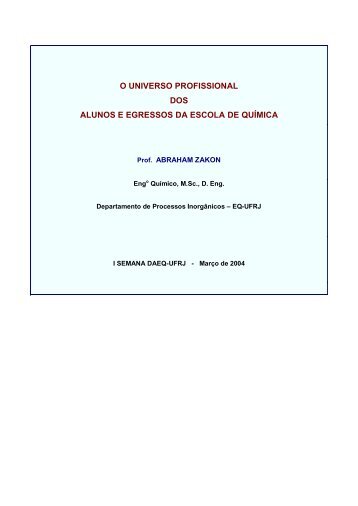 O universo profissional dos alunos e egressos da EQ-UFRJ