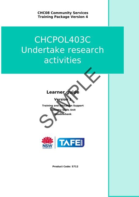CHCPOL403C Undertake research activities - vetres