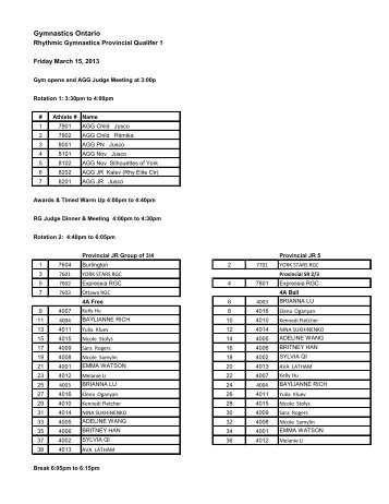 Qualifier 1 Rotation - Gymnastics Ontario