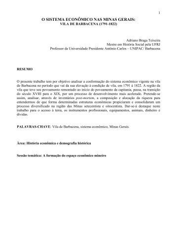 O sistema econÃ´mico nas Minas Gerais: vila de Barbacena - UFMG