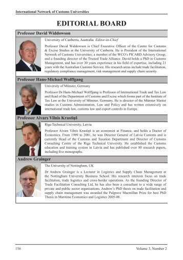 EDITORIAL BOARD - World Customs Journal