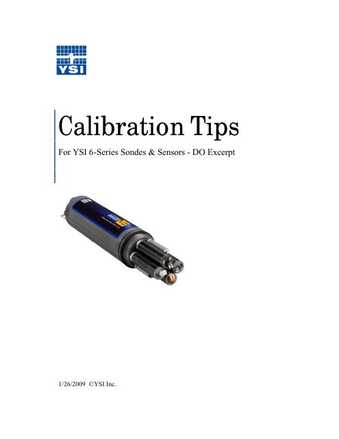 YSI Calibration Tips Dissolved Oxygen Excerpt - YSI.com