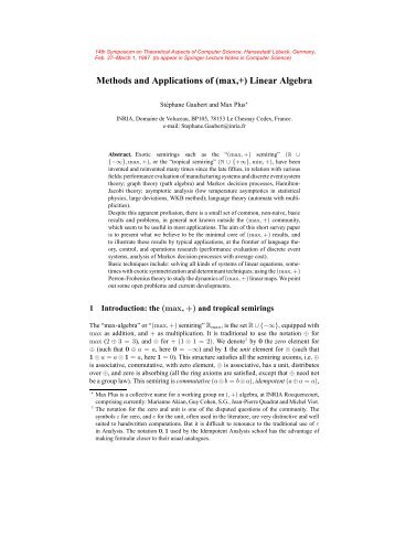 Methods and Applications of (max, +) Linear Algebra - Jean-Pierre ...