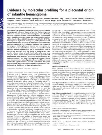 Evidence by molecular profiling for a placental origin of infantile ...