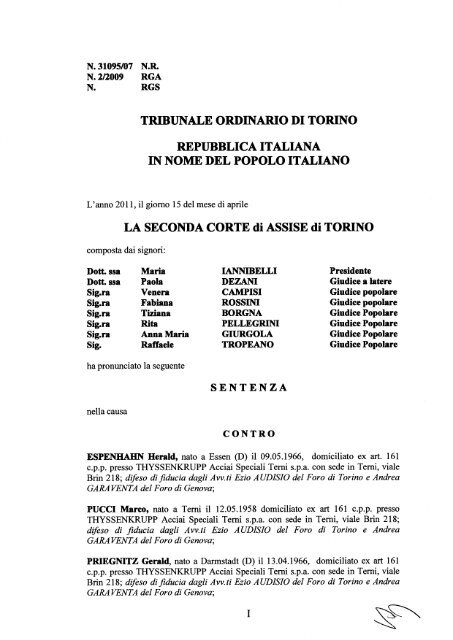 tribtinale ordinario di torino rept]bblica italiana in nome ... - Aodv231.it
