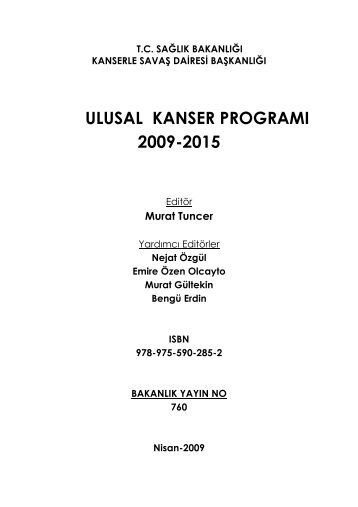 Ulusal Kanser Kontrol ProgramÄ±, 2009-2015 - TÃ¼tÃ¼n ve Alkol ...