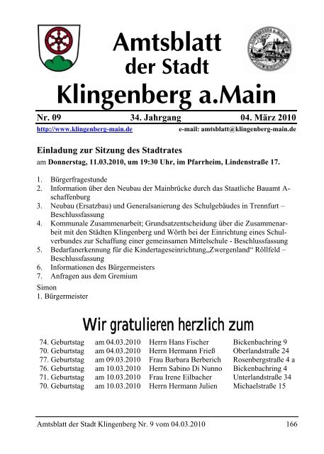 Nachrichten - Klingenberg am Main