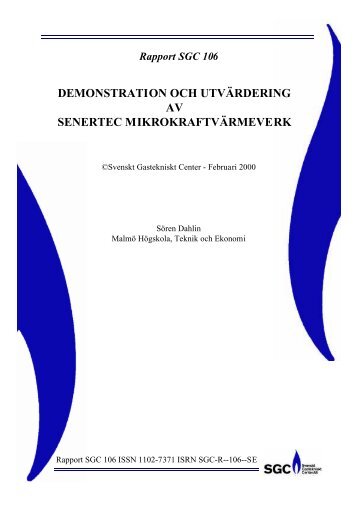 SGC Rapport 106 Demonstration och utvÃƒÂ¤rdering av SenerTec ...