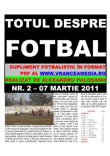 totul despre fotbal, numÄrul 2 din 07.03 - Vrancea Media