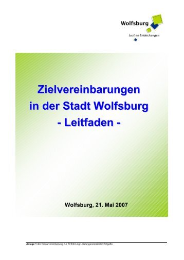 i Zielvereinbarungen in der Stadt Wolfsburg - Leitfaden -