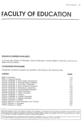 FACULTY OF EDUCATION - Library - University of Wollongong