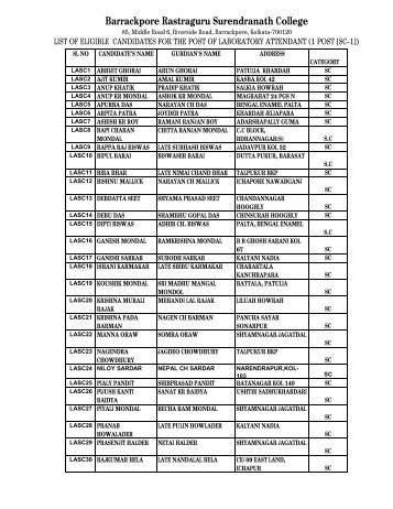 SC - Barrackpore Rastraguru Surendranath College