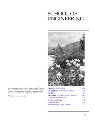 SCHOOL OF ENGINEERING - Catalogs - Rutgers, The State ...