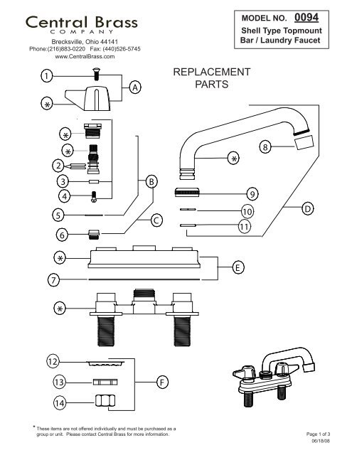 Bar/Laundry Faucet Shell Type (0094 Series) - Central Brass