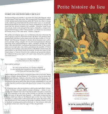 DÃ©pliant : Petite histoire du lieu - AssemblÃ©e de la PolynÃ©sie franÃ§aise