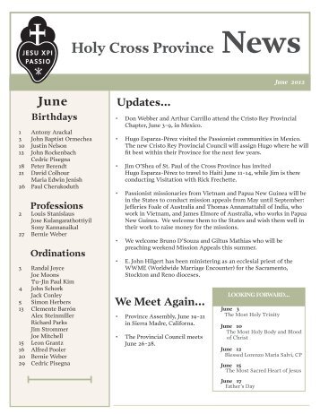 Holy Cross Province News - Passio Christi