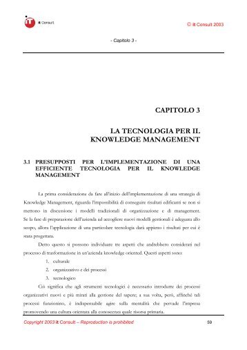 Capitolo 3: La Tecnologia per il Knowledge Management - It Consult