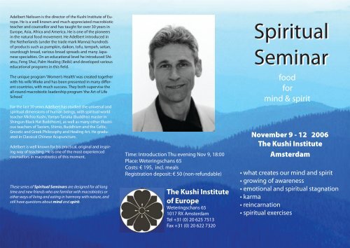 Spiritual Seminar Spiritual Seminar - The Kushi Institute of Europe