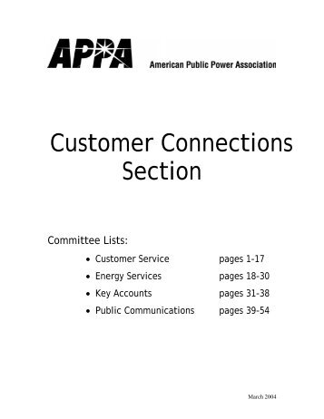 Customer Connections Section - American Public Power Association