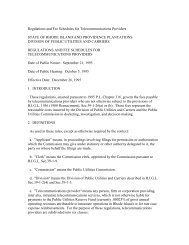 Regulations and Fee Schedules for Telecommunications Providers