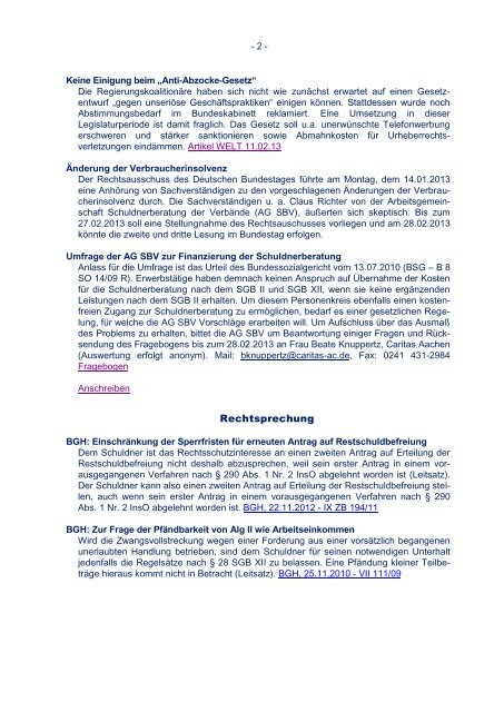 AWO â Rundbrief Schuldnerberatung Februar 2013 - Verein ...