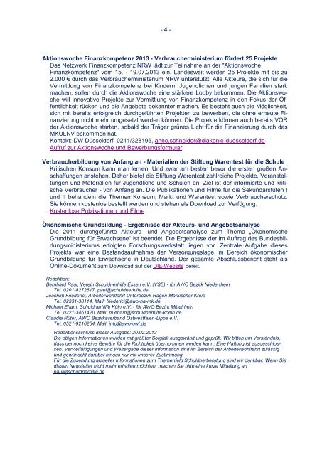 AWO â Rundbrief Schuldnerberatung Februar 2013 - Verein ...