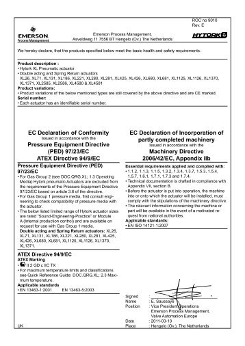 EC Declaration of Conformity Pressure Equipment ... - Mecatork